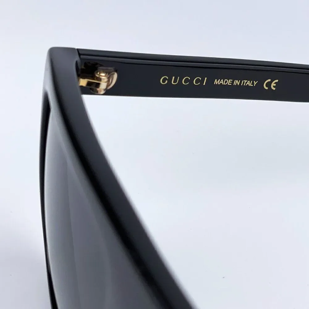 NEW Gucci GG0748S 001 Black Gray Rectangle Unisex Sunglasses
